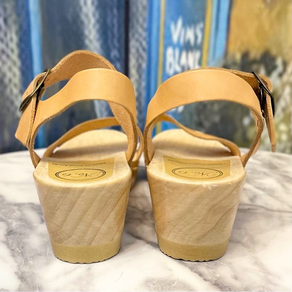 No.6 Two Strap Clog Mid Heel Leather Sandals Desert Nude 41 GUC - Picture 9 of 10